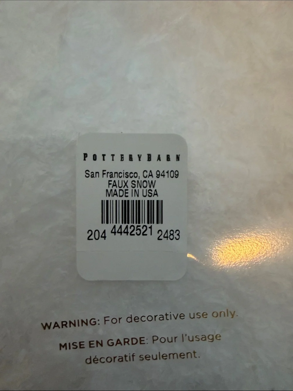 Pottery Barn Faux Snow - White Decorative Filler